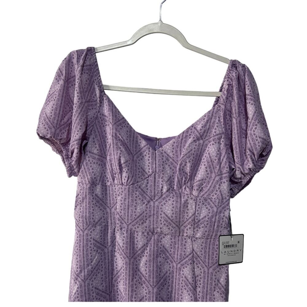 Laundry Womens 4 Purple Floral Ruffle Puff Sleeve Mini Dress Swiftie Lover era - Picture 4 of 11